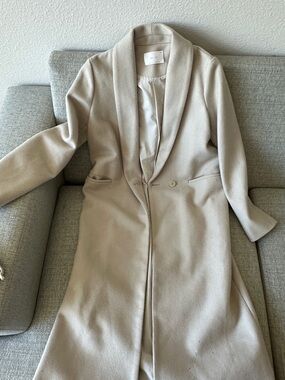 OAK + FORT Women's Shawl Collar Trench Coat - Light Beige